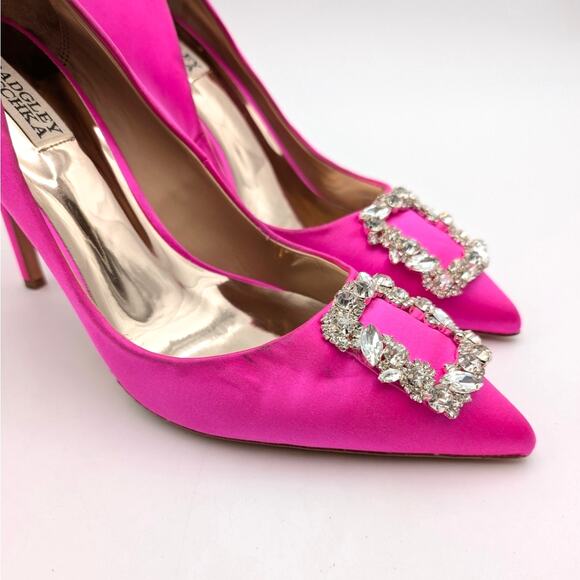 Badgley Mischka Cher Crystal Embellished Heel Pump Women's Pink Size US10 EU41 - Picture 11 of 12